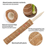 Detail view of the coir fibre wrap, the jute binding and the pointed wooden base