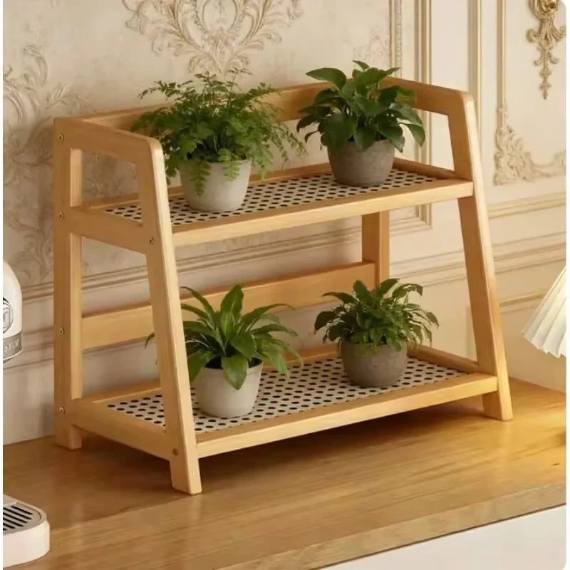 Two-Tier Bamboo Plant Shelf