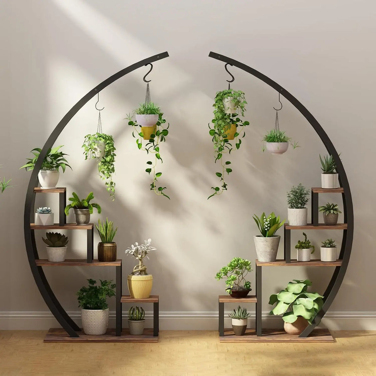 Five-Tier Half-Moon Plant Stand, Set of 2