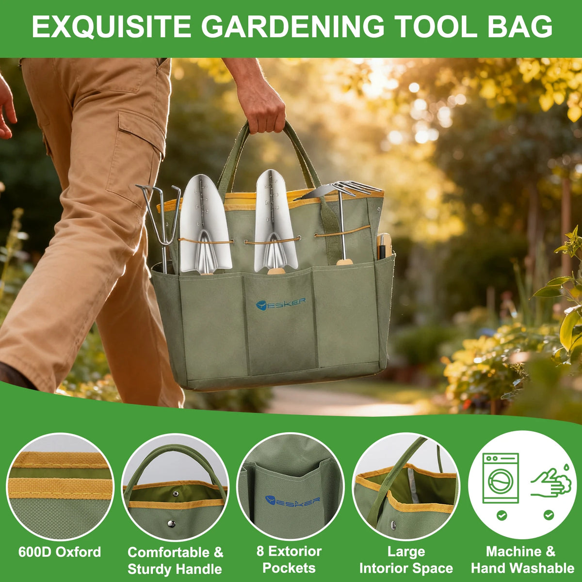 Garden Hand Tool Set with Carry Bag