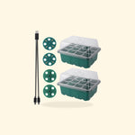 Kit de 2 bacs de semis de 12 alvéoles avec dômes et 2 lampes LED USB.
