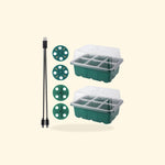 Kit de 2 bacs de semis de 6 alvéoles avec dômes et 2 lampes LED USB.