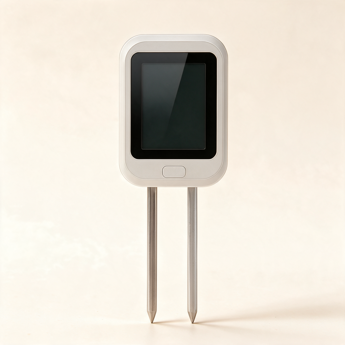 White 6-in-1 digital soil moisture meter with two stainless steel probes.