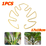 Gold leaf-shaped plant stem support hoop, single, 17 x 19 cm